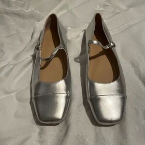 Silver Mary Jane Flats